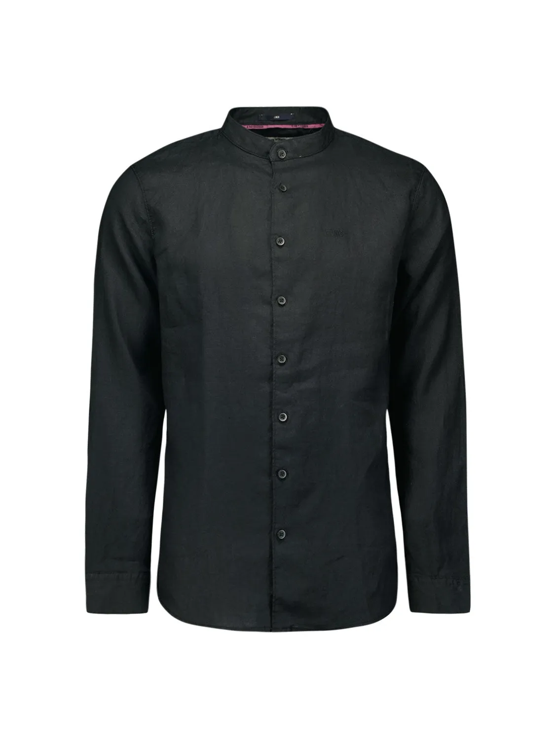 Shirt Granddad Linen Solid | Black