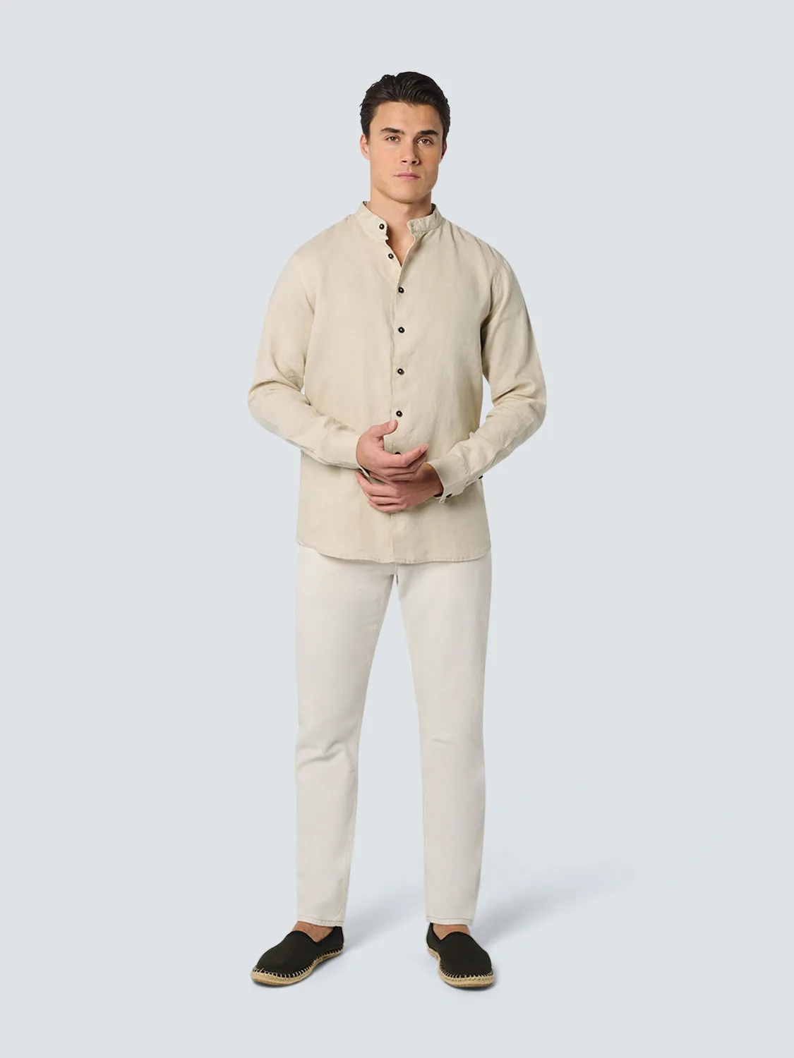 Shirt Granddad Linen Solid | Cement