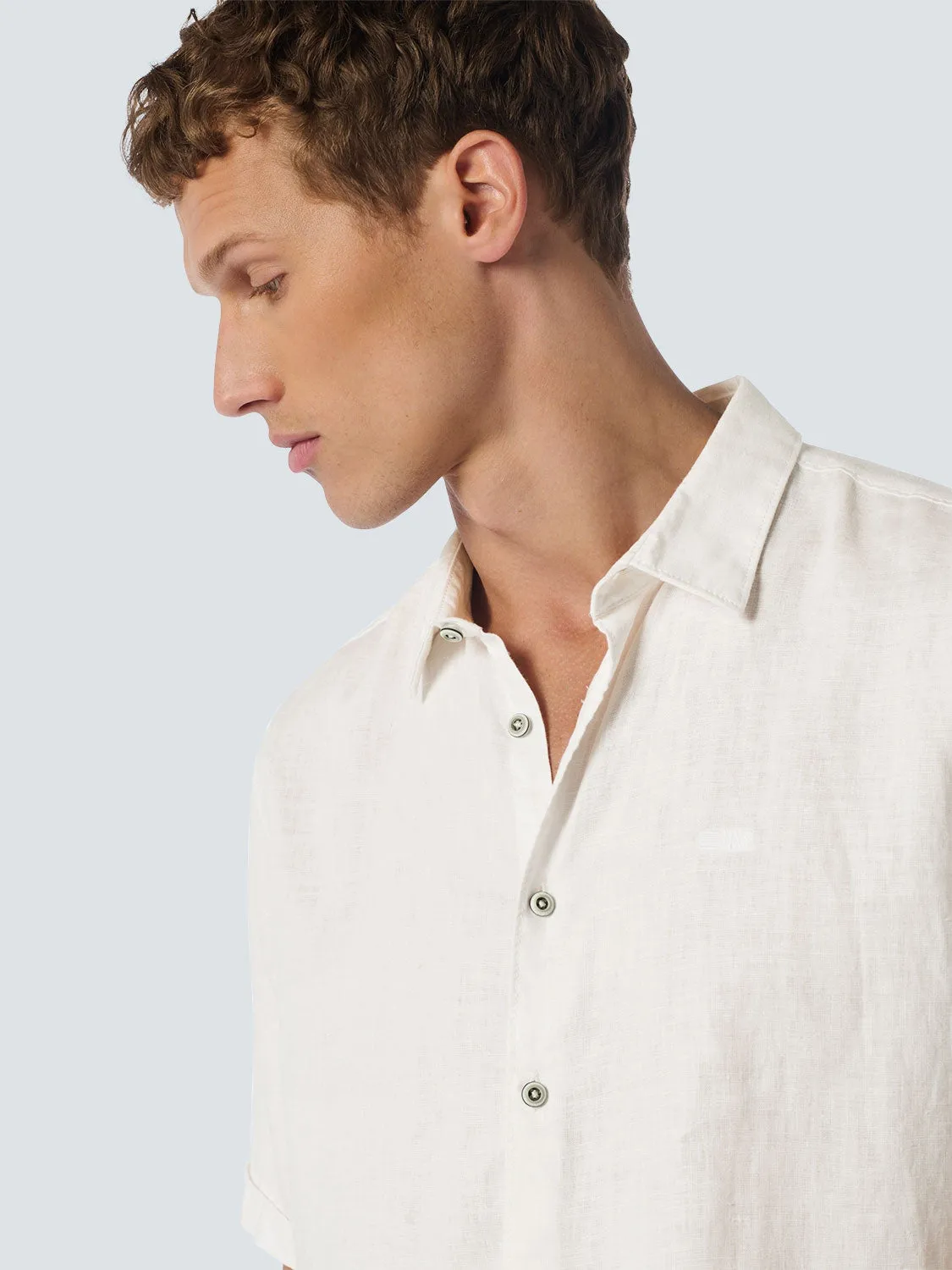 Shirt Short Sleeve Linen Solid | White