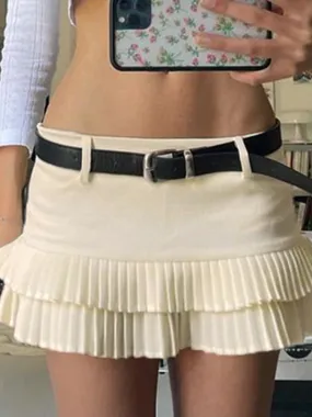 Skin Low Waist Pleated Mini Skirt
