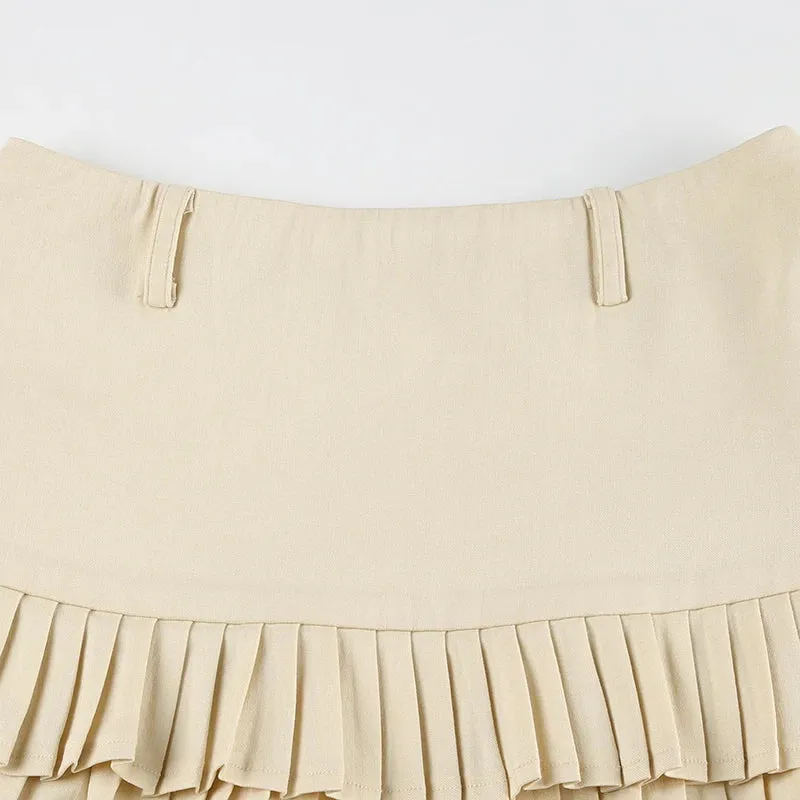 Skin Low Waist Pleated Mini Skirt
