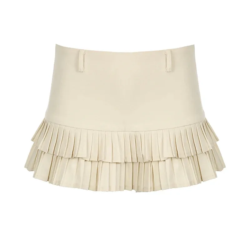 Skin Low Waist Pleated Mini Skirt